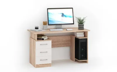 Стол компьютерный ГАРВАРД 130 3ящ. (Дуб сонома/белый)