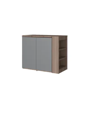 Стол-комод правый SIMPLE (Ясень Анкор Темный/Темно-серый)