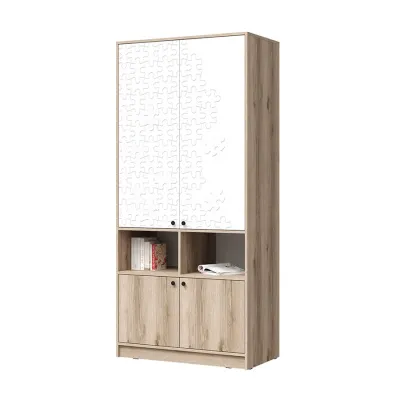 Шкаф 2х-дверный КИВИ ШК-02 (Супермат белый/Дуб делано)