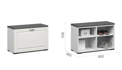 Тумба для обуви 80 ЛАЦИО (Белое дерево (ручка чёрная))