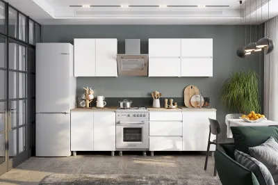 Кухонный гарнитур ТОКИО (2,0 м) Серия 3 (Белый текстурный/Дуб Сонома)
