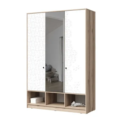 Шкаф 3х-дверный с зеркалом КИВИ ШК-03 (Супермат белый/Дуб делано)