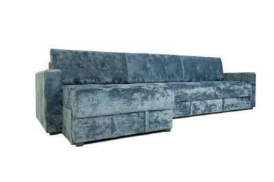 Диван угловой раскладной ТУРГОЯК (Велюр Темно-синий Ocean 978)