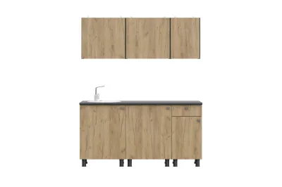 Кухонный гарнитур КГ-1 (1,6м) (Белый/Дуб золотой/Чёрный)