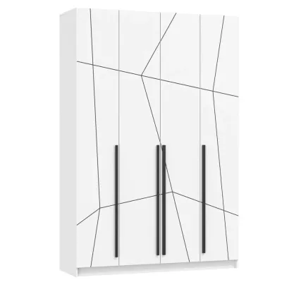 Шкаф 4-х дверный БРАНДО NEW 67.13 (h2.4м) (Белый/Белый/МДФ геометрия ПВХ Белый)