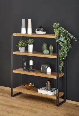 Стеллаж BOLIVAR REG1 (DĄB ZŁOTY/CZARNY)