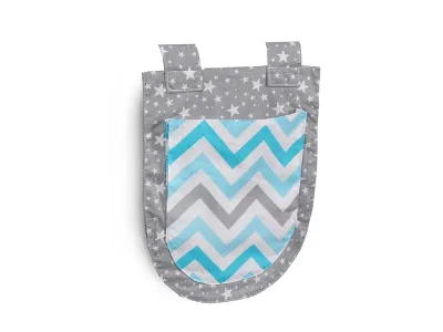 Карман для кровати СОНЯ (Зигзаг небесный/Звездопад на сером)