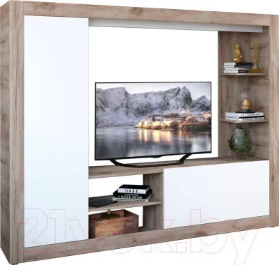 Гостиная РОНА (дуб крафт серый/белый)