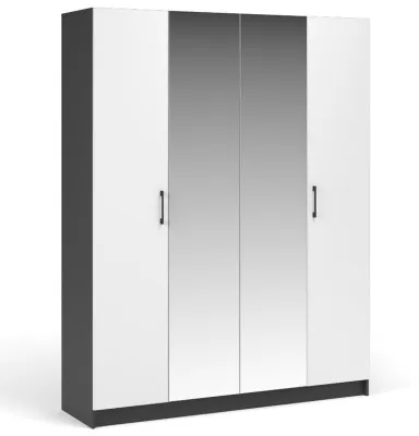 Шкаф ЧИКАГО 4д (с зеркалами) MAX (Антрацит/Белый)