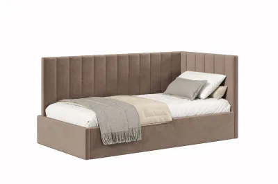 Кровать тахта 0,9 НИКА с подъемным механизмом и основанием (Какао (велюр 019))
