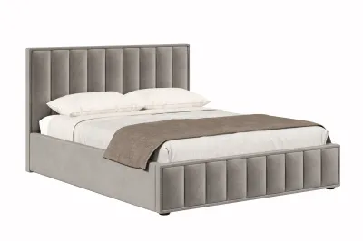 Кровать 1,6 АЛМА с подъемным механизмом и основанием (Пепел (велюр 112))