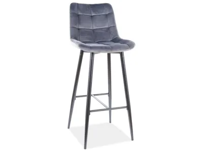 Стул барный CHIC H-1 VELVET (VELVET SZARY BLUVEL 14)