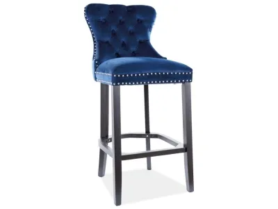 Стул барный AUGUST H-1 VELVET (VELVET GRANATOWY BLUVEL 86)