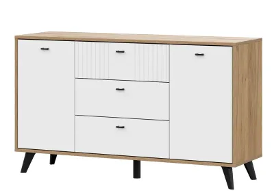 Комод 3 ящ.2ств. МИЛАН (Дуб Золотой/Белый матовый)