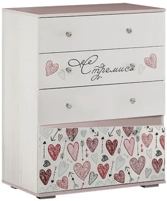 Комод МАЛИБУ КМ-08 (Ясень белый/Айскрим/Белый фп)