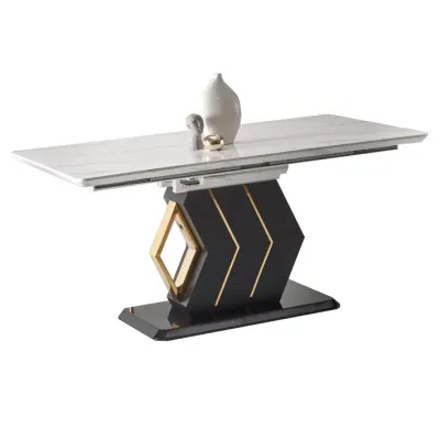 Стол обеденный раскладной VINCENZO (BIAŁY MARMUR/CZARNY/ZŁOTY) Стол обеденный раскладной VINCENZO (BIAŁY MARMUR/CZARNY/ZŁOTY)