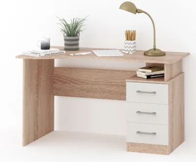 Стол письменный ЛВ ГАРВАРД 130 3ящ. (Дуб сонома/белый)
