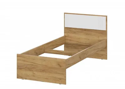 Кровать без основания под матрас 0,9 МИЛАН (Дуб Золотой/Белый матовый)