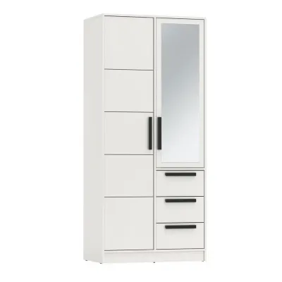 Шкаф 2х-дверный с зеркалом ДИАНА 84.09 (Белый/Белый)