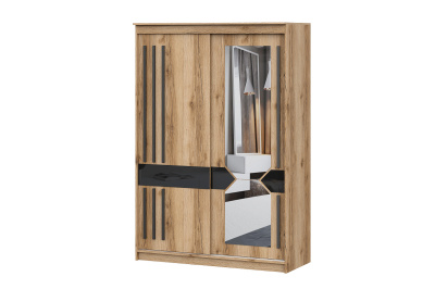 Шкаф-купе №25 (1,5 м) (Делано/Лакобель/Черный матовый)