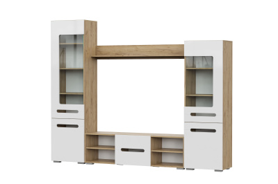 Гостиная МГС 6 (Комплект №1) (Дуб Золотой/Белый глянец)