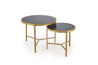 Комплект журнальных столов FATIMA (CZARNY MARMUR/ZŁOTY)