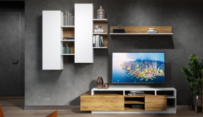 Гостиная НЕВИО-2 (Дуб крафт золотой/Белый)