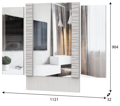 Зеркало к туалетному столу ГАММА 20 (Серия №4) (Ясень Анкор светлый/Сандал светлый)