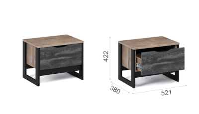 Тумба прикроватная СТОКГОЛЬМ 1ящ. (Дуб гранж песочный/Железный камень)