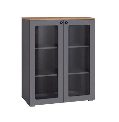 Шкаф-витрина ОСТИН 16.394.01 (Серый Графит 0162 РЕ/Дуб Золотой CRAFT/Графит ZB 8)