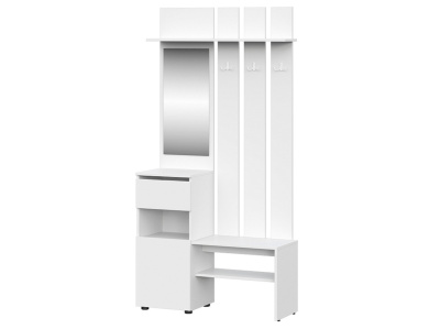 Вешалка с зеркалом ТОКИО (Белый текстурный)