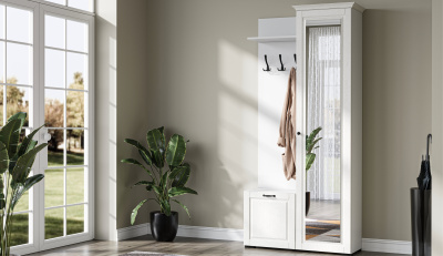 Прихожая 0,96м ЛАЦИО (Белое дерево (ручка чёрная))