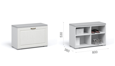 Тумба для обуви 80 ЛАЦИО (Белое дерево (ручка бронза))