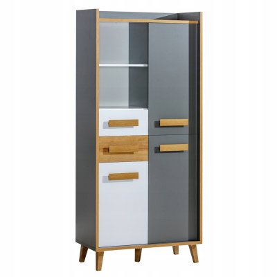 Шкаф-витрина WERSO W3 (Antracyt/Dab Riviera/Bialy Brylantowy)