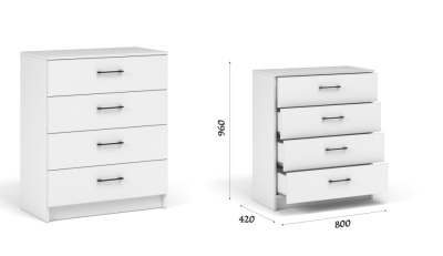 Комод ЧИКАГО ВАЙТ 4ящ. (Белый)