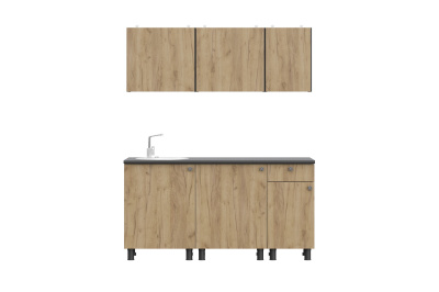 Кухонный гарнитур КГ-1 (1,6м) (Белый/Дуб золотой/Чёрный)