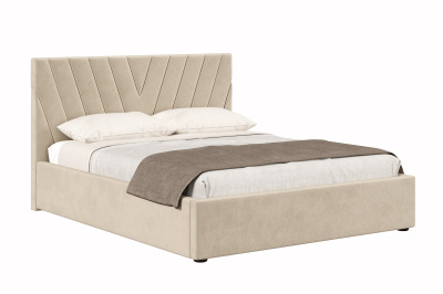 Кровать 1,6 ПЕРЛА с подъемным механизмом и основанием (Бежевый (велюр 729))