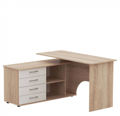 Стол письменный угловой ЛВ ГАРВАРД (Дуб сонома/белый)