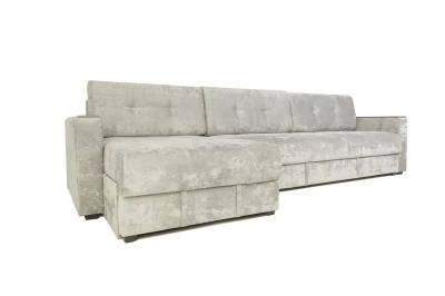 Диван угловой раскладной ТУРГОЯК (Велюр Светло-серый Оcean 960)