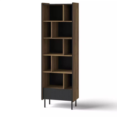 Стеллаж PRESTIGO P10 1S (Orzech Warmia/Czarny/San Sebastian)