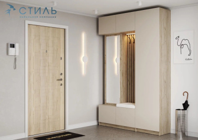 Шкаф 1 дверный БОСТОН ШК-003 (Дуб Крафт серый/Кашемир 5981 BS)