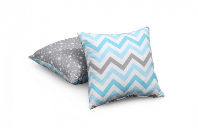 Подушка СОНЯ 40х40 (Зигзаг небесный/Звездопад на сером)