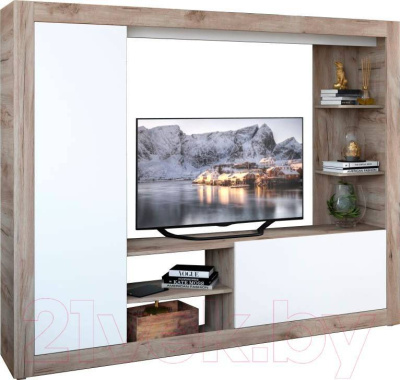 Гостиная РОНА (дуб крафт серый/белый)