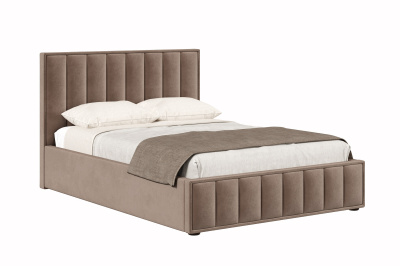 Кровать 1,4 АЛМА с подъемным механизмом и основанием (Какао (велюр 019))