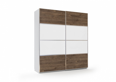 Шкаф-купе №24 (2,0м) (Фасад Тип 2) (ЛЕВАЯ) (Гикори тёмный/Белый)