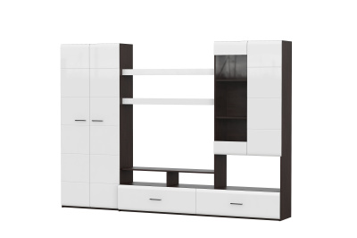 Гостиная МГС 7 (Комплект №1) (Дуб Венге/Белый глянец)