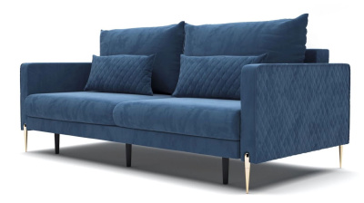 Диван прямой раскладной GARDA 3FBA (Magic velvet 2211 navy/Magic velvet 2211 navy q/zloty)