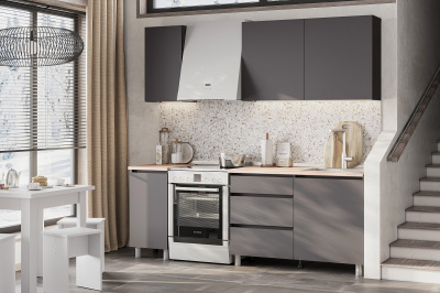 Кухонный гарнитур ДЕНВЕР (1,6м) (Графит серый/Дуб Сонома)