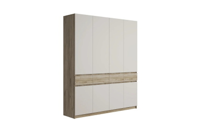 Шкаф 4-х дверный БОСТОН ШК-004 (Дуб Крафт серый/Кашемир 5981 BS/Дуб Крафт серый)