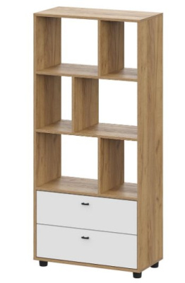 Стеллаж МИЛАН (Дуб Золотой/Белый Матовый)